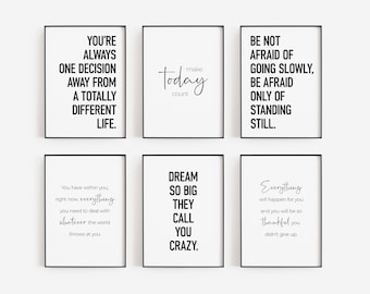 Carteles motivacionales, Conjunto de 6 IMPRIMIBLES, Decoración de oficina para mujeres, Arte de pared motivacional, Citas de trabajo inspiradoras, Impresiones modernas de oficina en casa