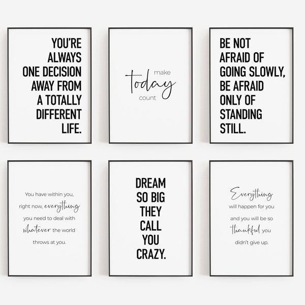 Motivational Posters, Set of 6 PRINTABLES, Office Decor for Women, Motivation Wall Art, Inspirational Work Quotes, Modern Home Office Prints