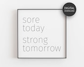 Sore Strong Quote, Fitness Printable, Workout Motivation, Gym Decor, Downloadable Prints, Typography, Minimalist Wall Art, Scandinavian