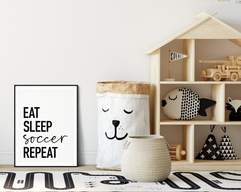 Eat Sleep Soccer Repeat, Printable Wall Art, Soccer Gifts for Boys ...