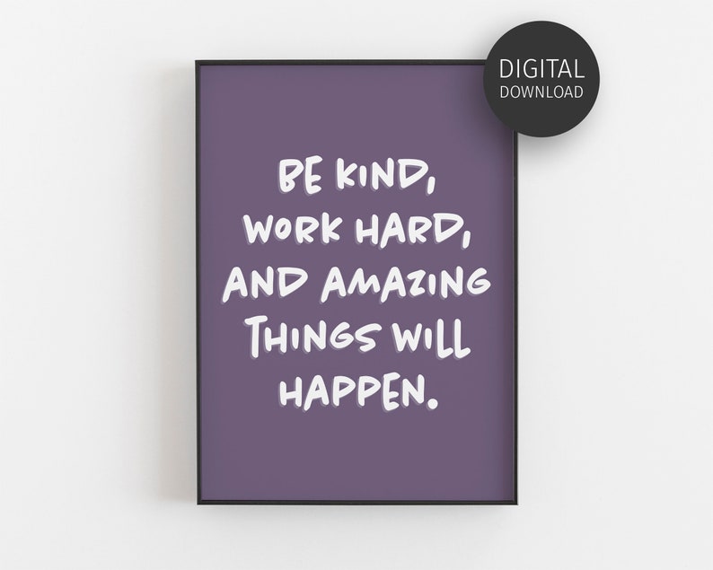 Motivational Poster, Purple Office Decor, Printable Wall for Home Desk