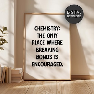 Chemistry Poster, Funny Printable Wall Art for Chemistry Classroom Decor, AP Chemistry Humour, Sarcastic Chemistry Teacher Gift for Office