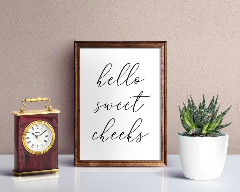 Toilet Art Funny Bathroom Print Calligraphy Downloadable Print Printable Wall Art Minimalist Poster Hello Sweet Cheeks Bathroom Decor