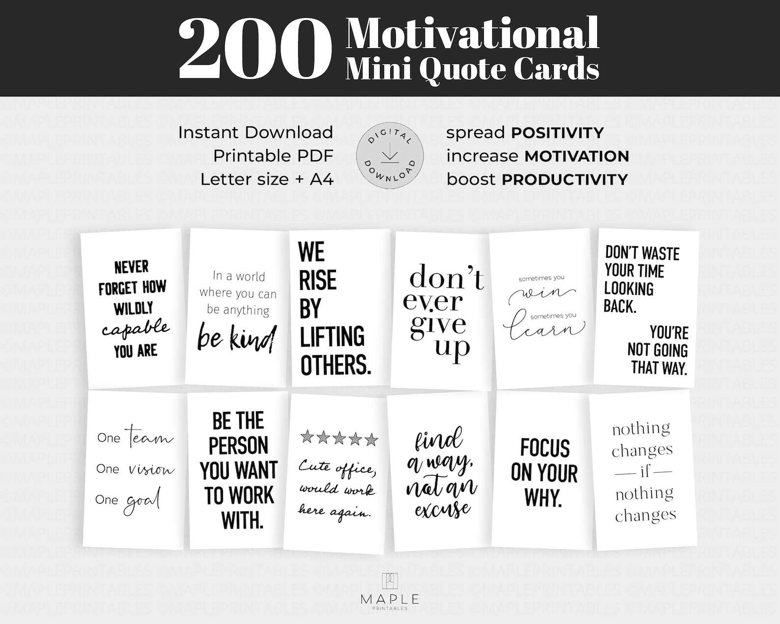 200 Motivational Mini Quote Cards: Office Desk Inspiration, Team ...