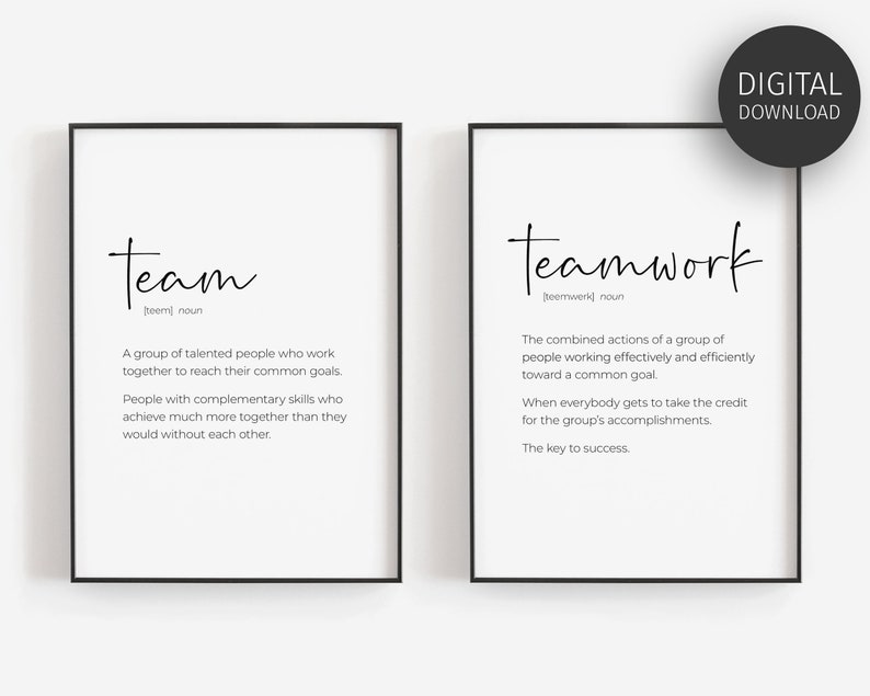 team-definition-teamwork-quote-printable-set-of-2-prints-etsy