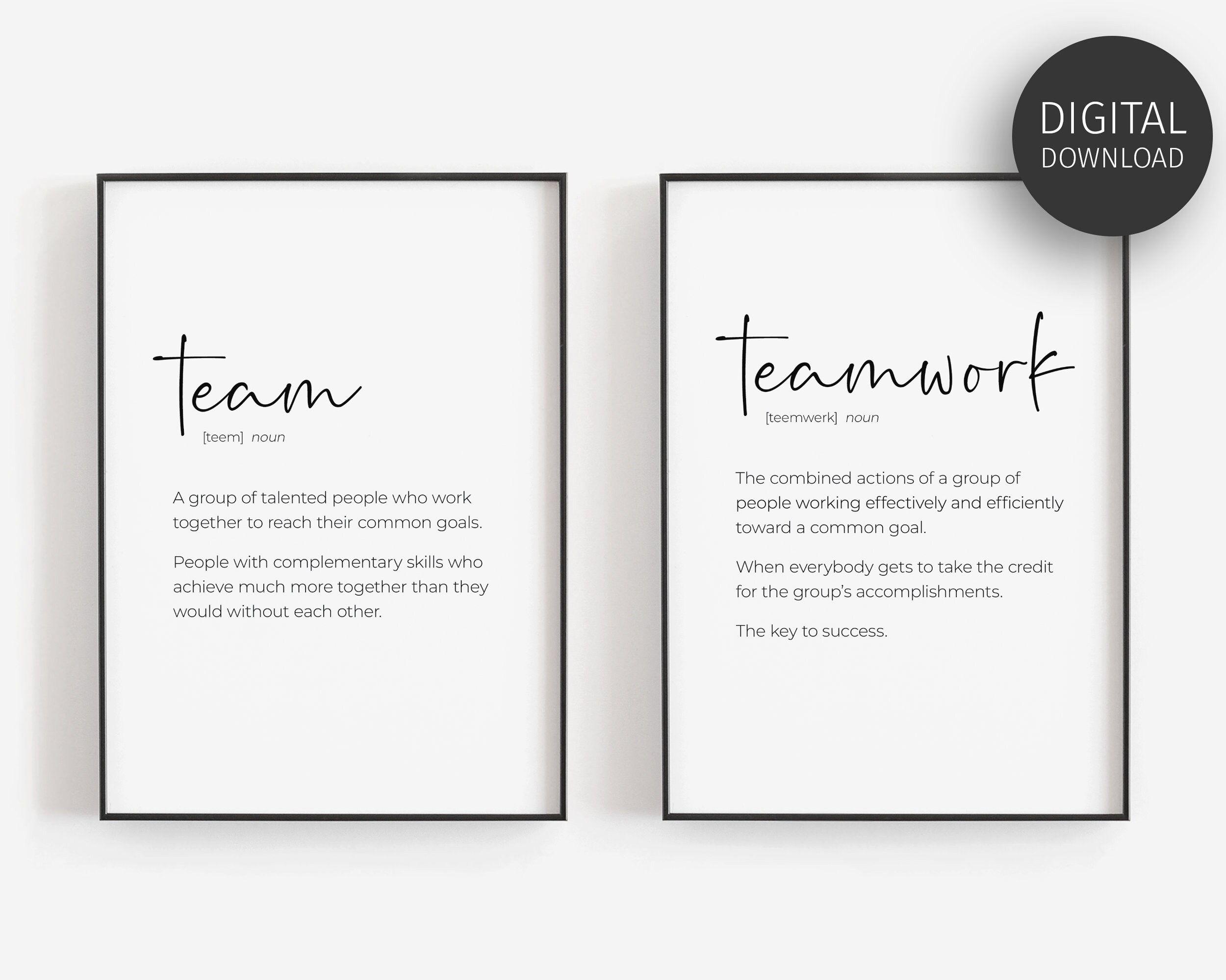 Team Definition Teamwork Quote Printable Set of 2 Prints Etsy UK