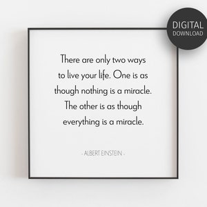 Einstein Quote, Inspirational Quote, Downloadable Prints, Miracle Print, Printable Quote, Home Decor, Minimalist Poster, Printable Wall Art