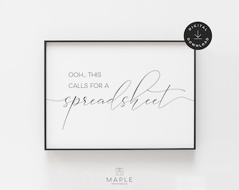 Isso sim é planilha! Rainha das Planilhas, Presentes para Contadores, Decoração para Escritório de Contabilidade, Pôster Mulheres nas Finanças, Arte de Parede para Imprimir