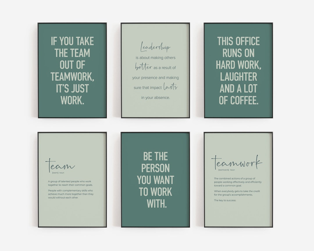 Office Wall Art, Set of 6 PRINTABLES, Motivational Prints, Teamwork ...