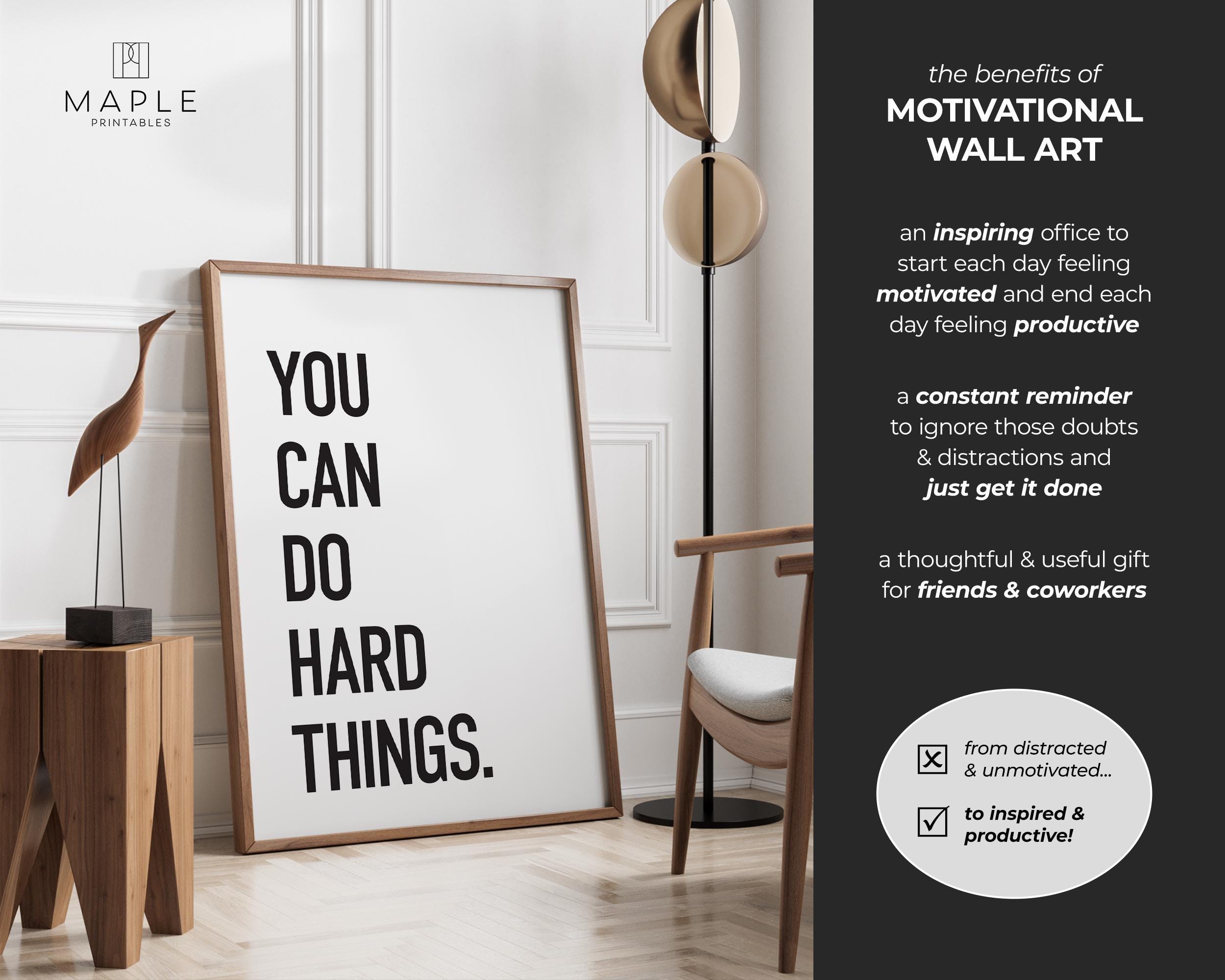 Motivational Wall Art, You Can Do Hard Things Print, Positive ...