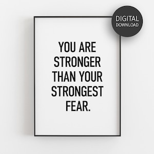 Therapist Office Decor, Motivational Wall Art, Mental Health Poster, Stronger Quote, Wellbeing Printable, Therapy Print, Psychologist Decor