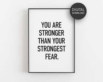 Therapist Office Decor, Motivational Wall Art, Mental Health Poster, Stronger Quote, Wellbeing Printable, Therapy Print, Psychologist Decor