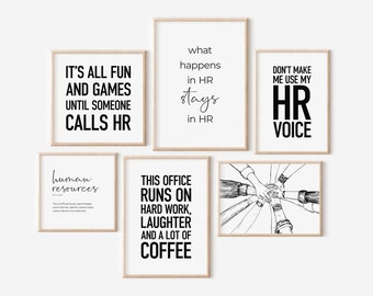 HR Office Decor, Human Resources Wall Art, Set of 6 PRINTABLES, HR Manager Gifts, Hr Funny Quotes, Hr Humor, Hr Posters, Hr Prints Bundle