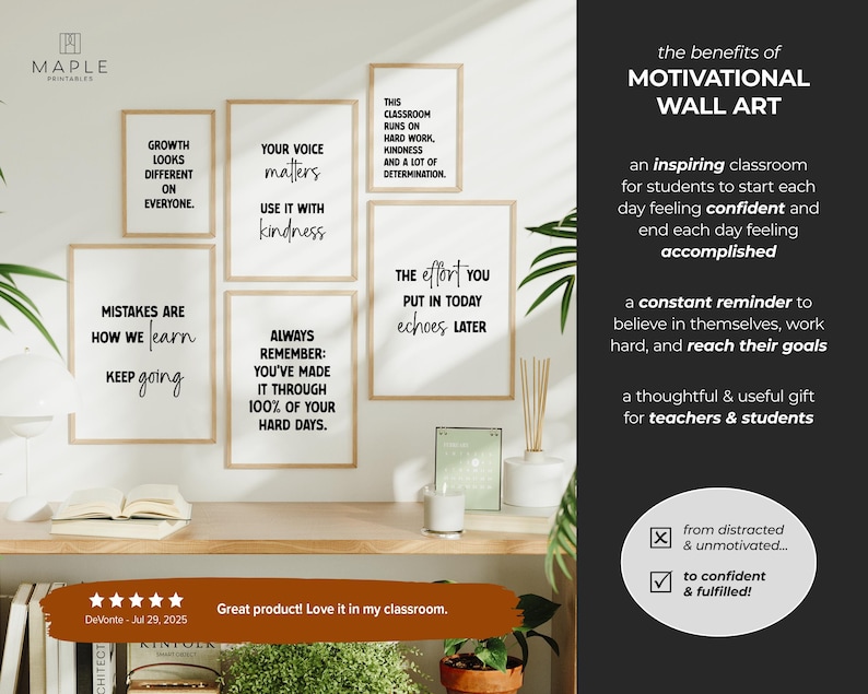 100 tryck med klassrum i gymnasiestil: Motiverande klassrumsdekor, inspirerande och sarkastisk väggkonst för skolstarten (digital nedladdning) bild 6