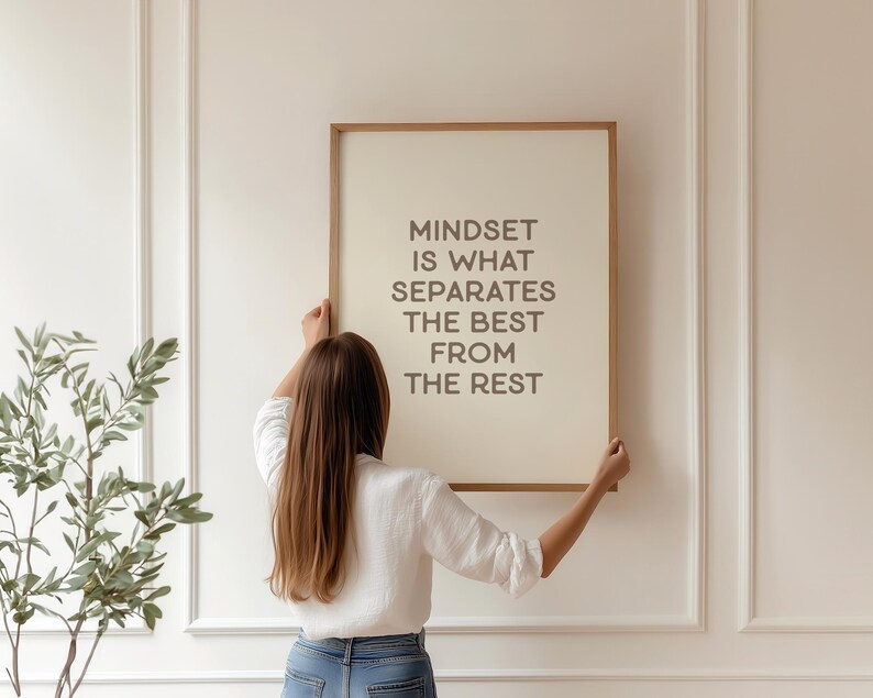 Motivational Wall Art Print, Beige Retro Home Office Decor, Positive
