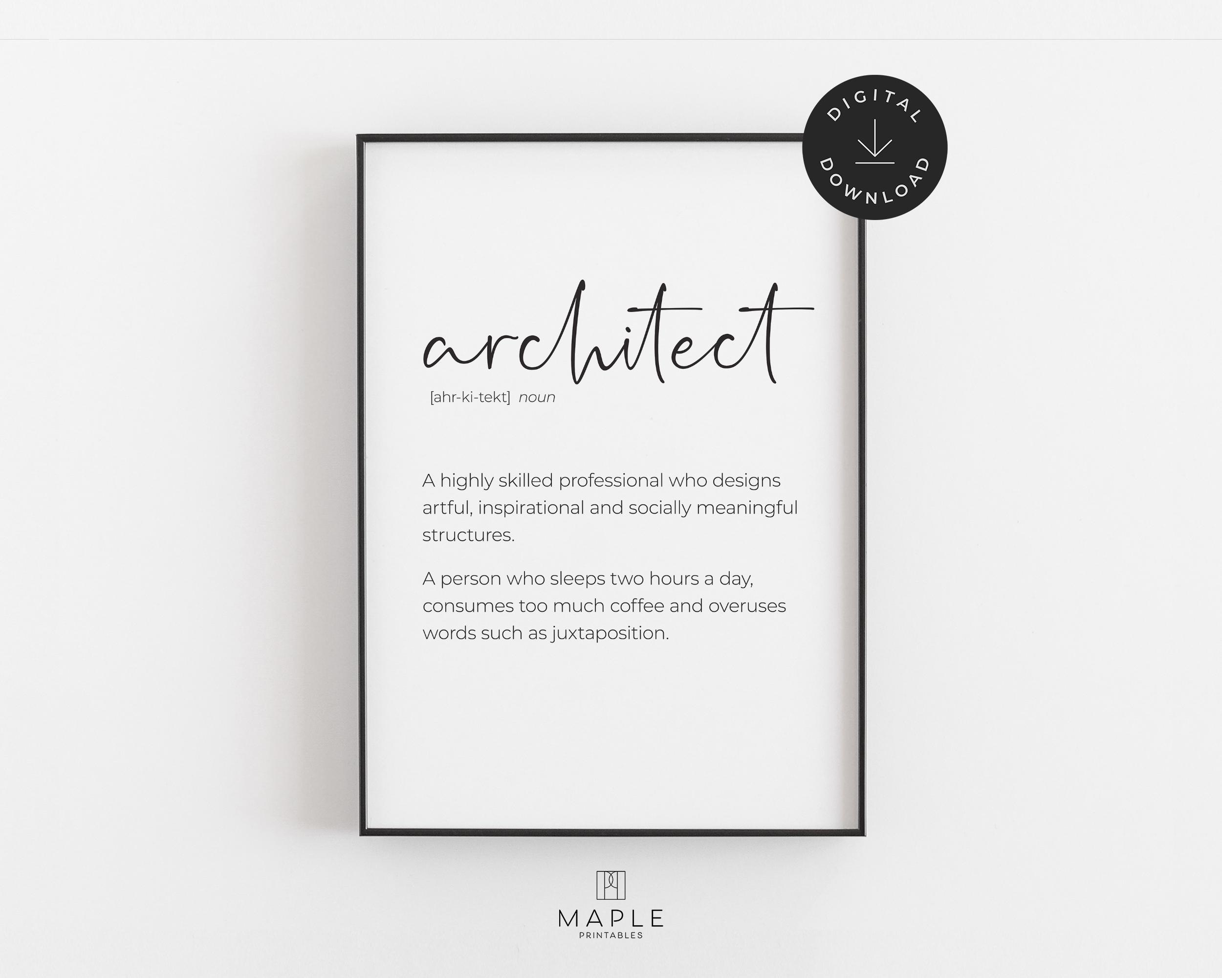 Architect Definition Print: Funny Architect Office Decor, Architect ...