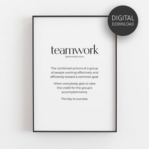 Teamwork Definition Poster, Teamwork Quote Printable, Best Team Mindset, Motivational Office Decor, Workplace Wall Art, Downloadable Print