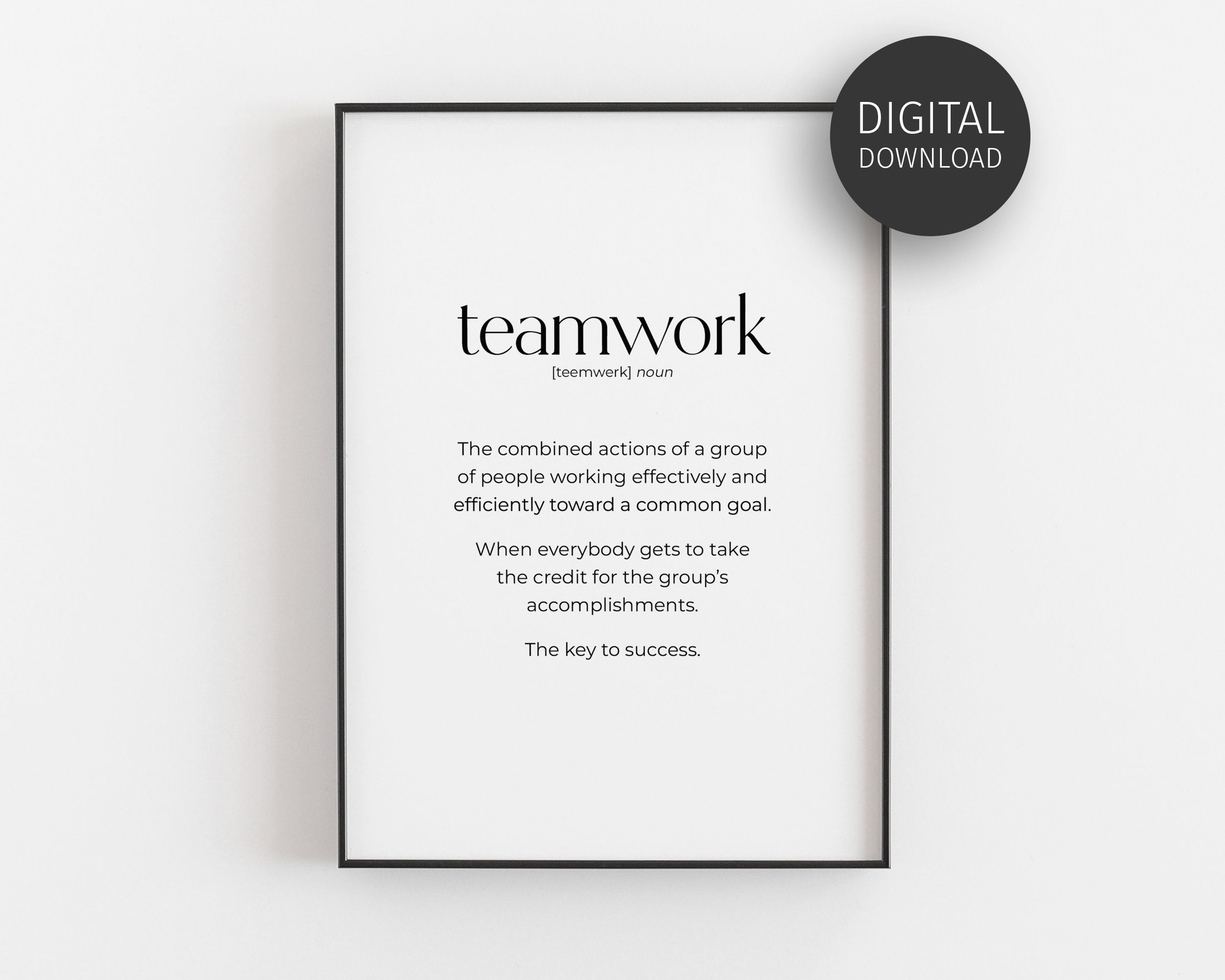 Teamwork Definition Poster, Teamwork Quote Printable, Best Team Mindset, Motivational Office Decor, Workplace Wall Art, Downloadable Print