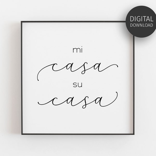 Mi Casa Su Casa Print, Guest Room Decor, Printable Wall Art, Downloadable Print, Be Our Guest Poster, Guest Bedroom Quote, Living Room Sign