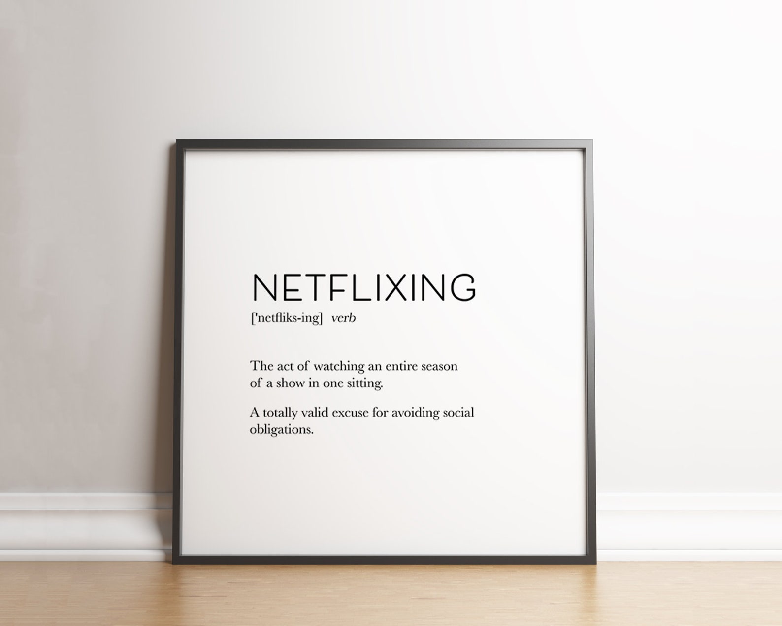Netflix Definition Netflixing Quote Downloadable Print Etsy