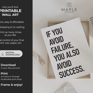 Motivational Wall Art, Printable Success Posters, Growth Mindset Quote Print, Home Office Decor, Workplace Motivation, Work Hard Inspiration image 8