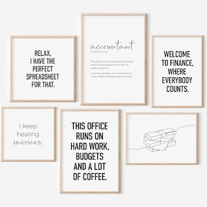 Accountant Office Decor, Set of 6 PRINTABLES, Accounting Prints, Funny Finance Poster, Accounting Gift, Accountant Humor, Financial Wall Art