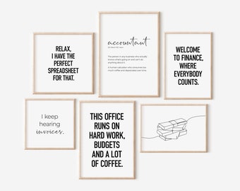 Accountant Office Decor, Set of 6 PRINTABLES, Accounting Prints, Funny Finance Poster, Accounting Gift, Accountant Humor, Financial Wall Art