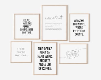 Accountant Office Decor, Set of 6 PRINTABLES, Accounting Prints, Funny Finance Poster, Accounting Gift, Accountant Humor, Financial Wall Art