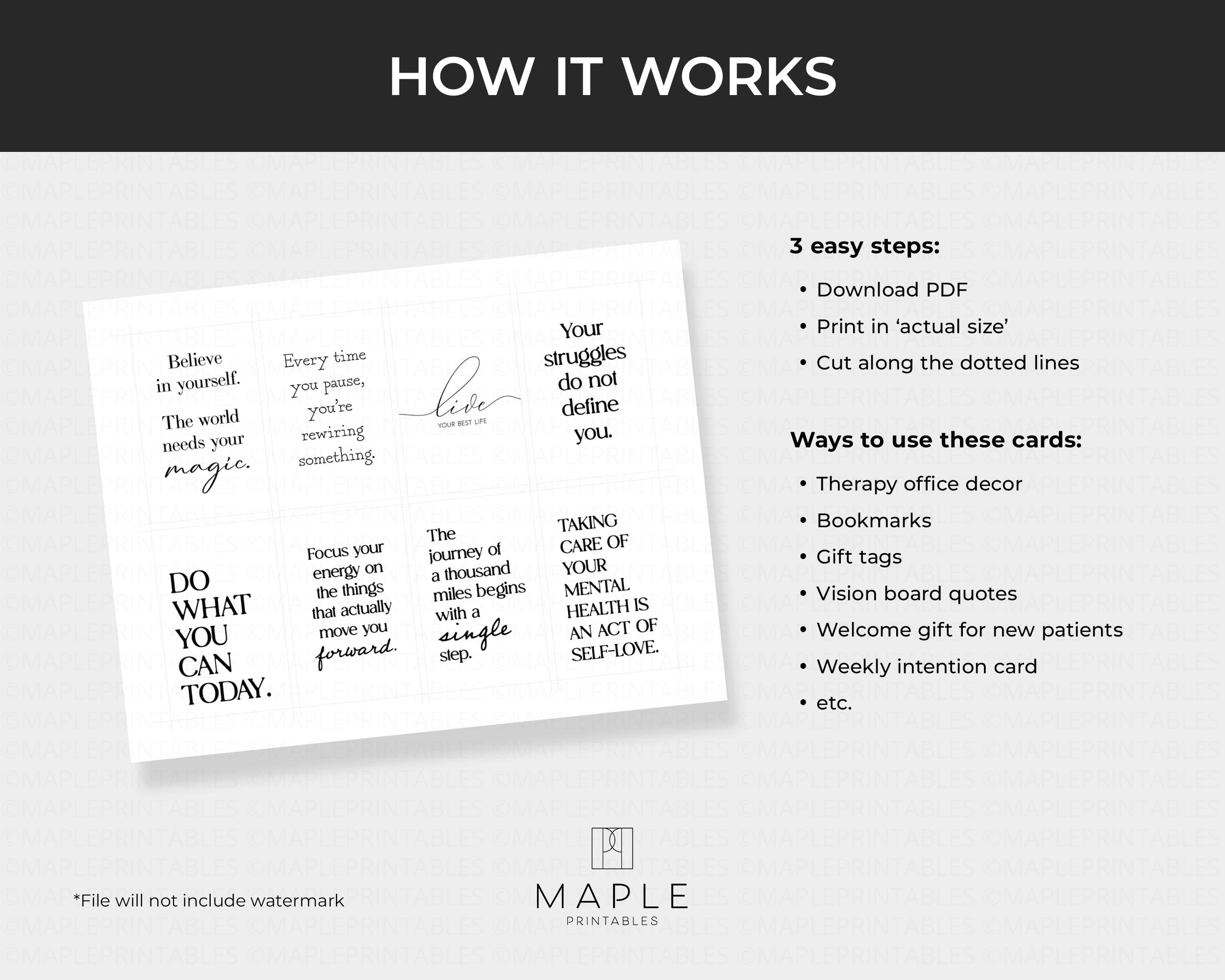 200 Mental Health Mini Quote Cards: Anxiety Flash Cards for ...