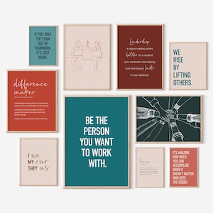 Colorful Office Decor, 10 PRINTABLES, Motivational Wall Art, Teamwork Quote Prints, Workplace Posters, Desk Decor Women, Set of Ten Prints