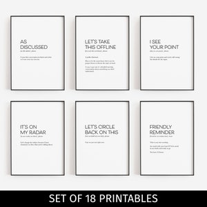 Office Decor For Women, Set of 18 PRINTABLES, Definition Poster Bundle, HR Office Decor, Funny Home Office Desk Prints, Work From Home Art