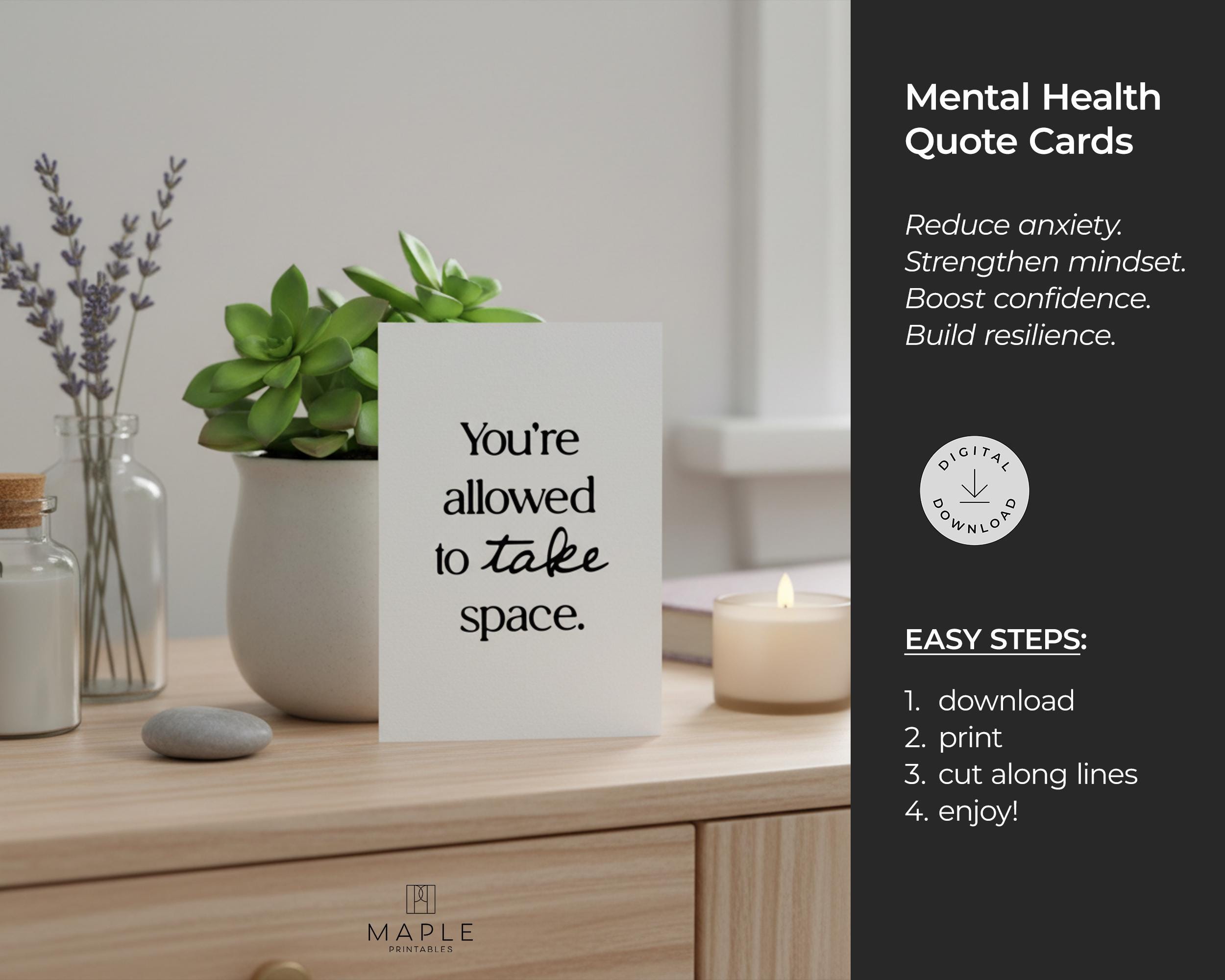 200 Mental Health Mini Quote Cards: Anxiety Flash Cards for ...