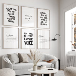 Lawyer Office Decor Set of 6 Prints, Printable Minimalist Law Office