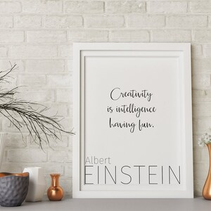 Einstein-citat, kreativitetsaffisch, presentidéer för arkitekter, ha bara kul, nedladdningsbara tryck, inspirerande dekor, utskrivbar väggkonst bild 9