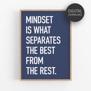 Motivational Wall Art, Growth Mindset Quote Print, Workplace Positivity, Navy Blue Office Decor, Printable Success Posters, Work Inspiration
