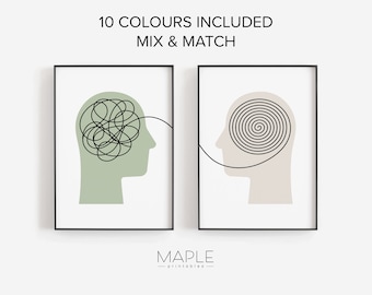 Therapist Office Decor, Talk Therapy Prints, Psychology Poster, Set of 2 Prints, Mental Health Art, Printable Wall Art, School Psychologist