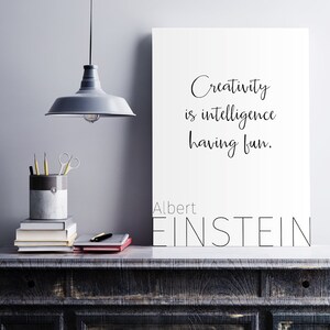 Einstein-citat, kreativitetsaffisch, presentidéer för arkitekter, ha bara kul, nedladdningsbara tryck, inspirerande dekor, utskrivbar väggkonst bild 10