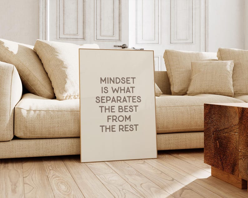 Motivational Wall Art Print, Beige Retro Home Office Decor, Positive