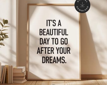 Motivational Print, Printable Home Office Decor, Classroom Wall Art, Success Quote, Cubicle Desk Decor for Women, Inspirational Poster