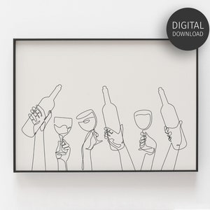バーカートアート、印刷可能な乾杯ポスター、アルコールプリント、ドリンクポスター、ワインアールデコプリント、美しいバーカートの装飾、モダンなキッチンウォールアート