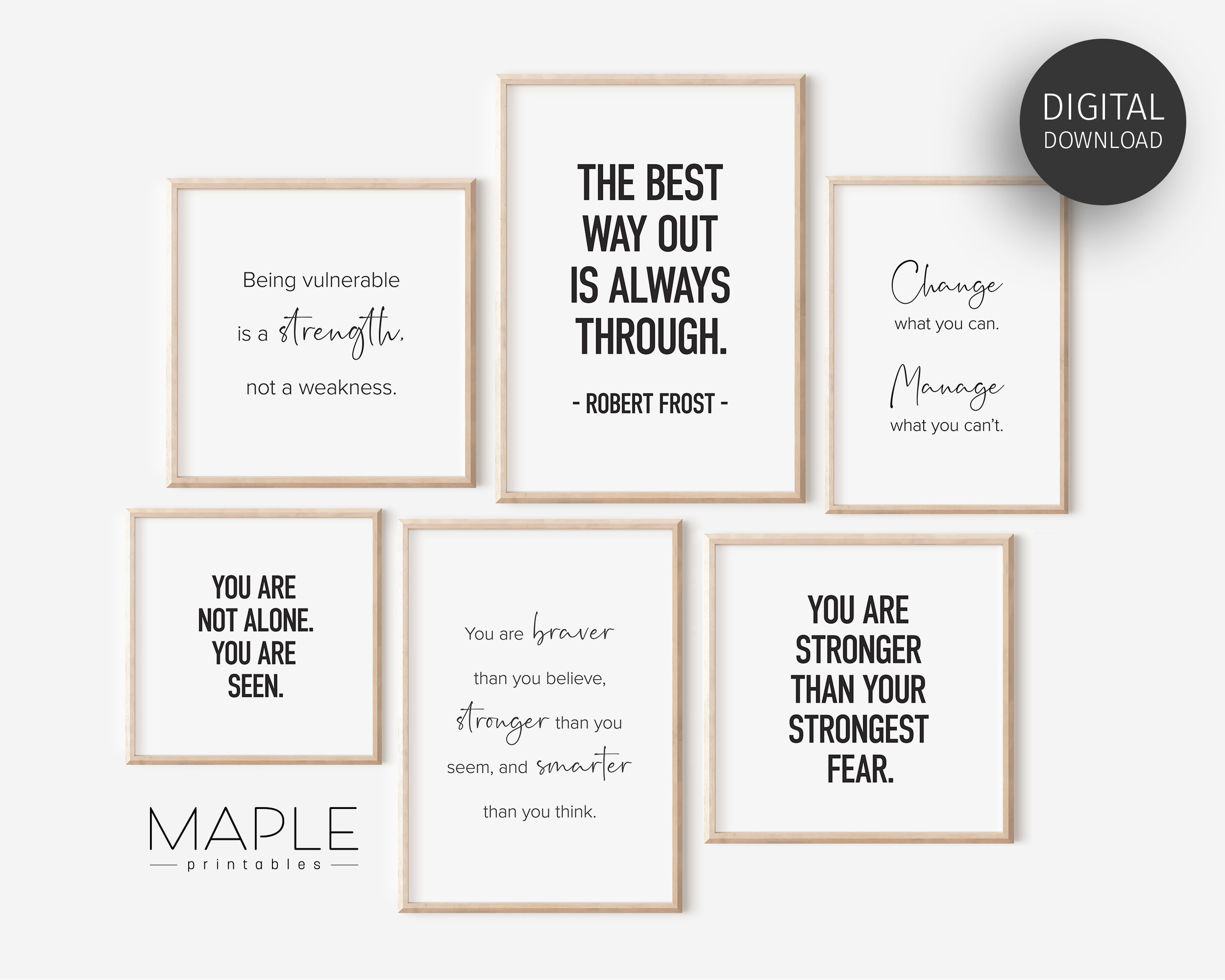 Therapist Office Decor, Set of 6 PRINTABLES, Mental Health Poster ...