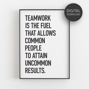 Arte da parete per ufficio, Citazione sul lavoro di squadra, Poster motivazionale, Stampe sul posto di lavoro, Arte da parete stampabile, Decorazione della sala pausa, Segno di ispirazione, Mentalità di squadra