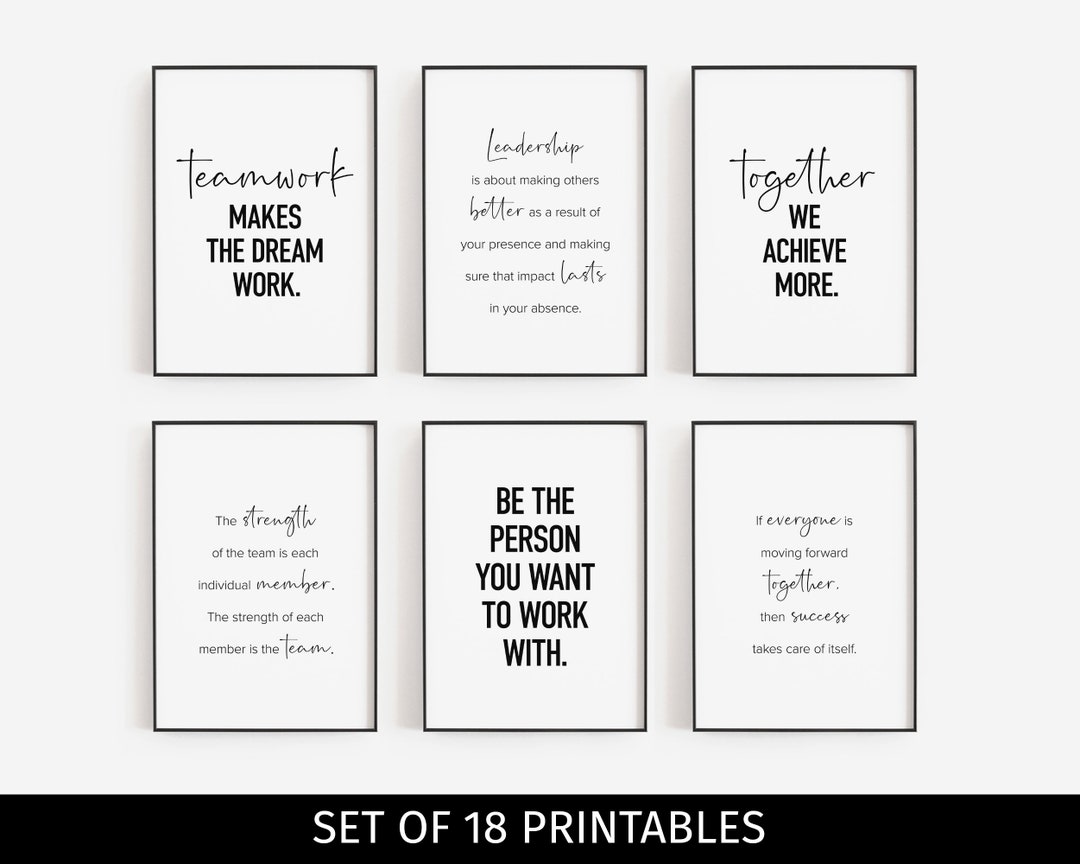 Office Desk Decor, Set of 18 PRINTABLES, Office Decor for Women, Team ...