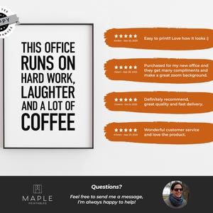 Office Decor, Teamwork Quote Printable, HR Office Print, Coffee Humour Gifts, Workplace Wall Art, Downloadable Poster, Hard Work Laughter image 6