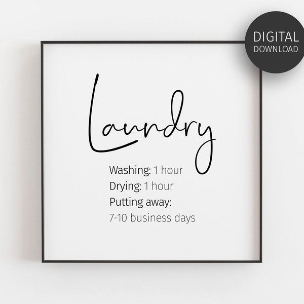 Laundry Print, Laundry Room Decor, Downloadable Prints, Funny Laundry Sign, Typography Poster, Printable Wall Art, Minimalist Poster, Square
