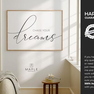 Chase Your Dreams, Dream Big, Downloadable Prints, Kids Room Decor, Inspirational Poster, Printable Wall Art, Nursery Decor, Calligraphy Art image 9