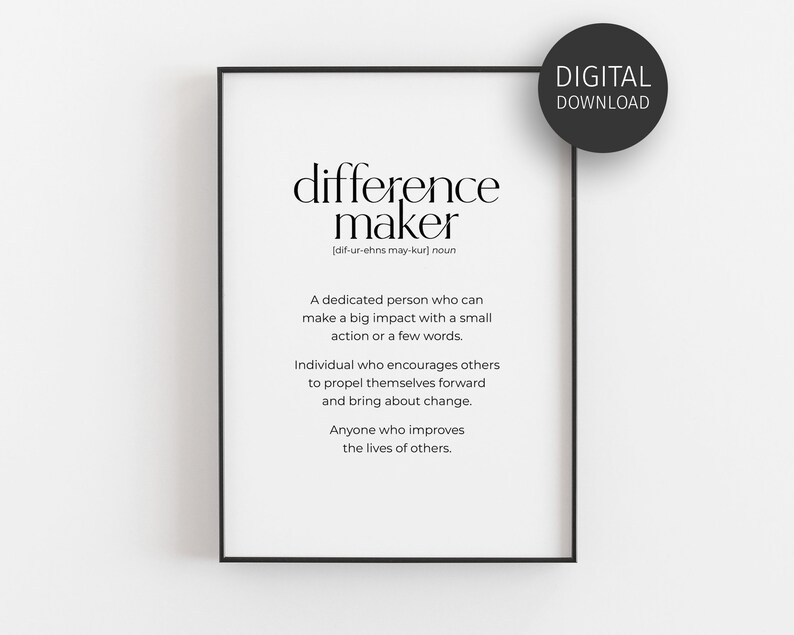 Difference Maker Printable Definition, Classroom Wall Decor, Best ...