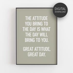 Attitude Wall Art, Sage Green Motivational Poster, Printable Office Decor, Positive Mindset Quote for Motivation, Calming Workplace Print