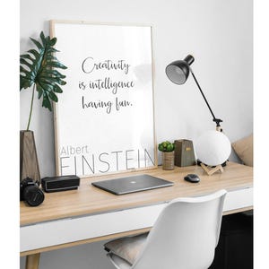 Einstein-citat, kreativitetsaffisch, presentidéer för arkitekter, ha bara kul, nedladdningsbara tryck, inspirerande dekor, utskrivbar väggkonst bild 2