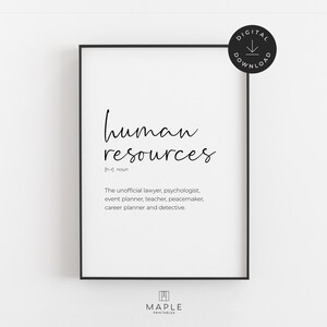 HR Office Decor, HR Manager Gifts, Human Resources Definition, HR Professional, Hr Director, Hr Humor, Printable Wall Art, Funny Hr Poster